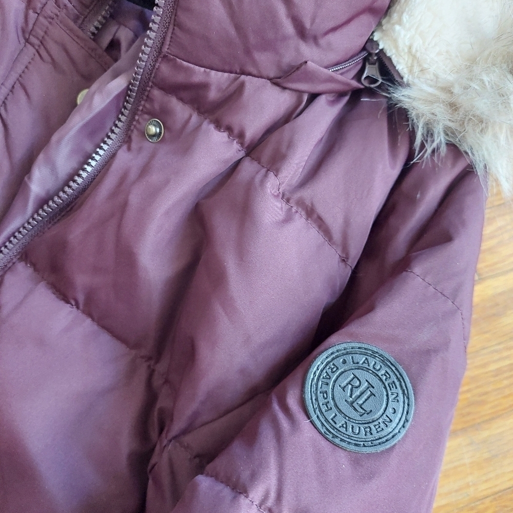 NWT Lauren RALPH Lauren PARKA Jacket Faux Fur Cranberry ( Not Purple)  Bag B - Picture 5 of 10